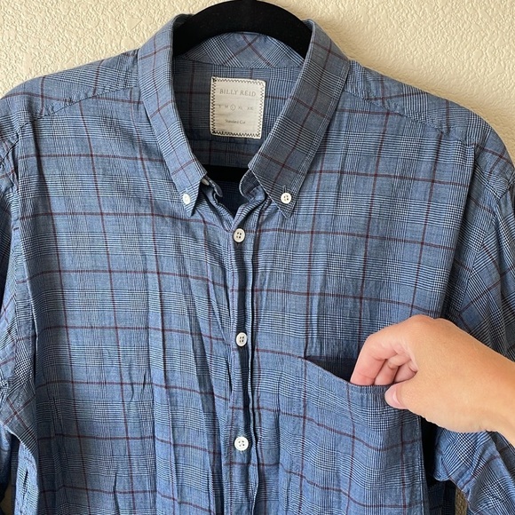 Billy Reid Standard Cut Button Down Shirt Men’s L Plaid Career Preppy Cotton - Picture 5 of 10